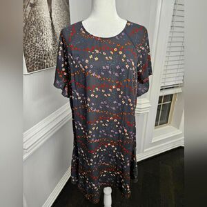 Cabi Muse Floral Print Tunic Dress Women Size Medium Short Sleeve Boho